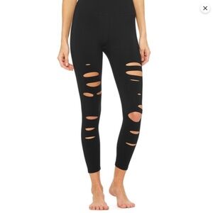 Alo High Waist Ripped‎ Warrior Legging Size M Black